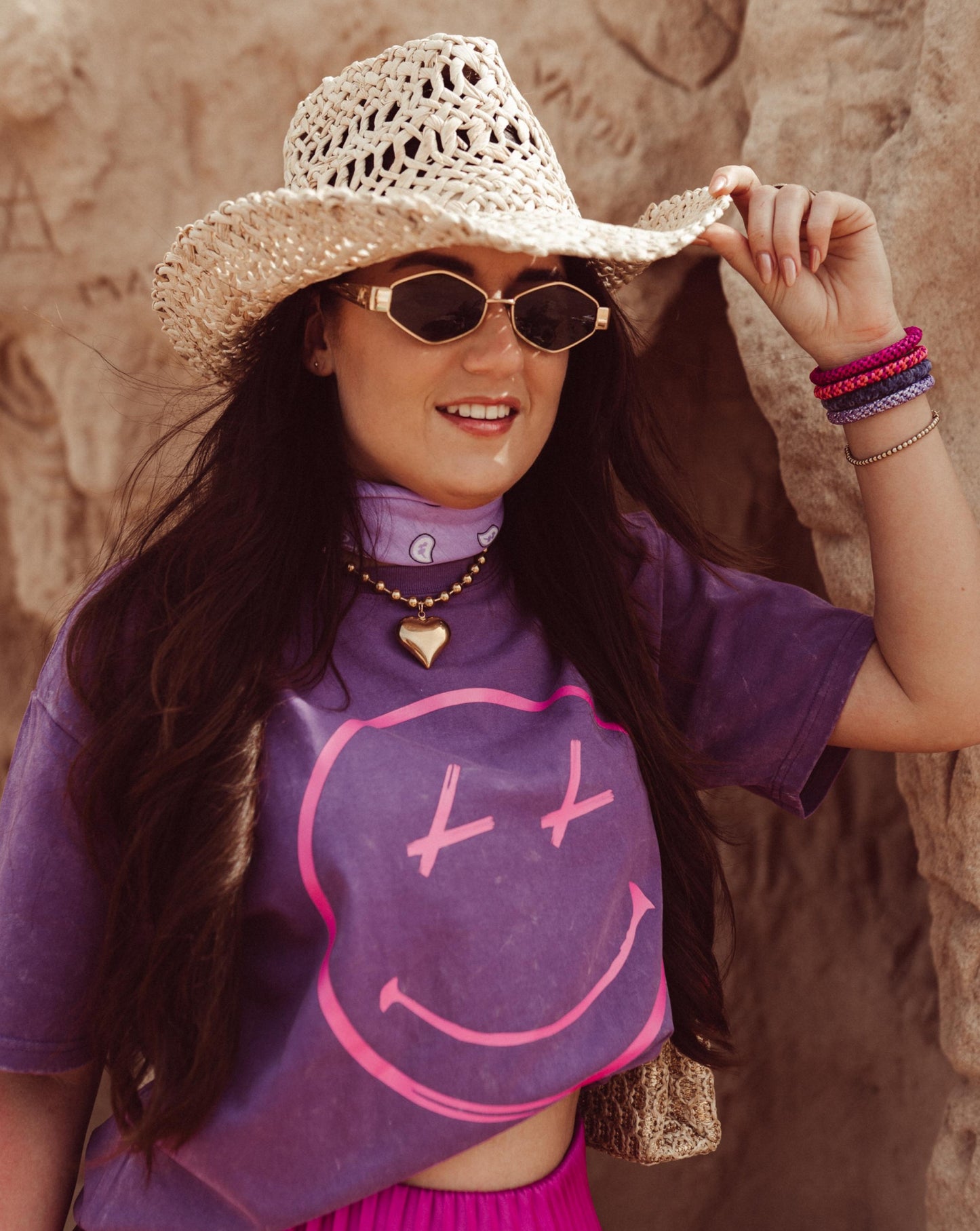 Smiling All Day T-shirt - Purple